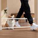 Dog Gate - 18"-45" Adjustable Extra Wide Metal Baby Gate to Step Over, 10" Tall Small Pet Gate with 3 Extension Kits, Pressure Mounted for Doorways & Stairs (White)
