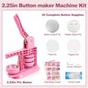 2026 Button Maker Machine 2.25 Inch (58mm), No Installation Required Pin Maker Kit for Button Making, DIY Pink Badge Maker Button Press with 30 Badge Supplies & Circle Cutter