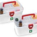 MILTON Medical Box, First Aid Empty Medicine Storage Box Organizer Family Emergency Kit Detachable Tray Easily Accessible with a Transparent Lockable Lid White - Set of 2