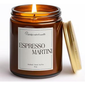 Espresso Martini Highly Scented Candles for Home, 9oz Natural Soy Aromatherapy Coffee Candle with Essential Oil, Home Fragrance Stress Relief & Meditation Jar Candles Gifts for Men Women