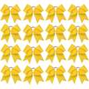 16PCS 8" Large Cheer Hair Bows Ponytail Holder Elastic Band Handmade for Cheerleading Teen Girls College Sports (Yellow, 1 Count (Pack of 16))