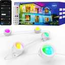 HUTAKUZE Permanent Outdoor Lights, 100FT with 60 RGB LEDs for Outdoor Decor, IP67 Waterproof, 48 Scene Modes Christmas House Lights,APP & Remote Control, Music Sync