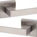 Kwikset Singapore Interior Passage Door Handle, Lever For Closet and Hallway Doors, Reversible Non-Locking Handle Lever, Satin Nickel, with Microban Protection
