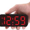 Peakeep Small Battery Powered Digital Alarm Clocks for Bedrooms Bedside, Cordless Tiny Travel Portable Desk Clock, Large Numbers Auto Dimmable, LED Display 4 Dimmers, 5 Alarm Volumes