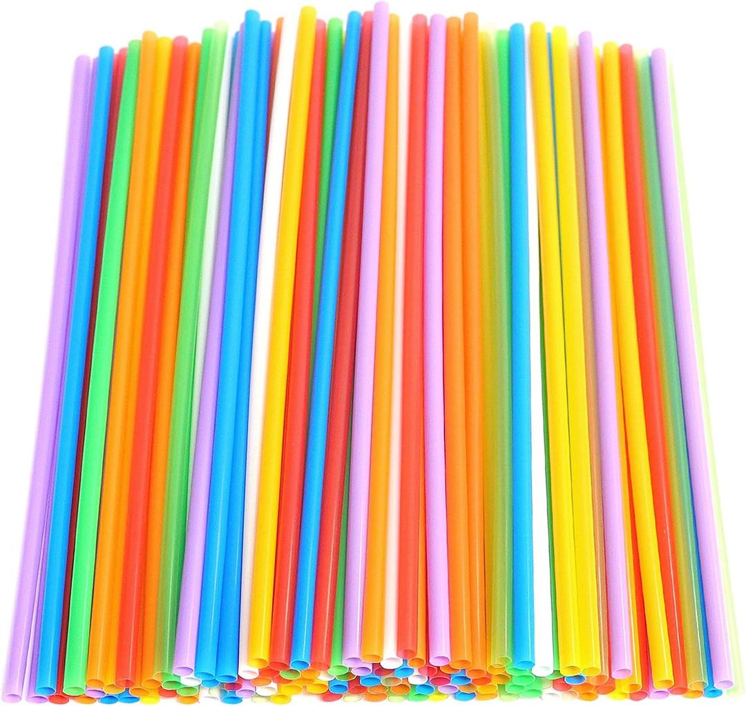 100 Pcs Colorful Plastic Long Disposable Drinking Straws.(0.23''diameter and 10.24"long) (Colorful-long)
