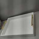 16"x12" Serving Trays with Handles, White Decorative Serving Tray, Ottoman Trays, Living Room, Bathroom, and Outdoors Decorative Trays (White)