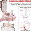 Half Gallon Water Bottle with Sleeve, 64OZ Motivational Water Bottle with Straw & Time Marker, BPA Free Leakproof Gym for Sport Workout