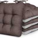 Love's cabin Memory Foam Chair Cushions Set of 4, 19"x19"x3.5" Indoor & Outdoor Seat Pads for Dining, Kitchen, Office, Patio Chairs - Coffee