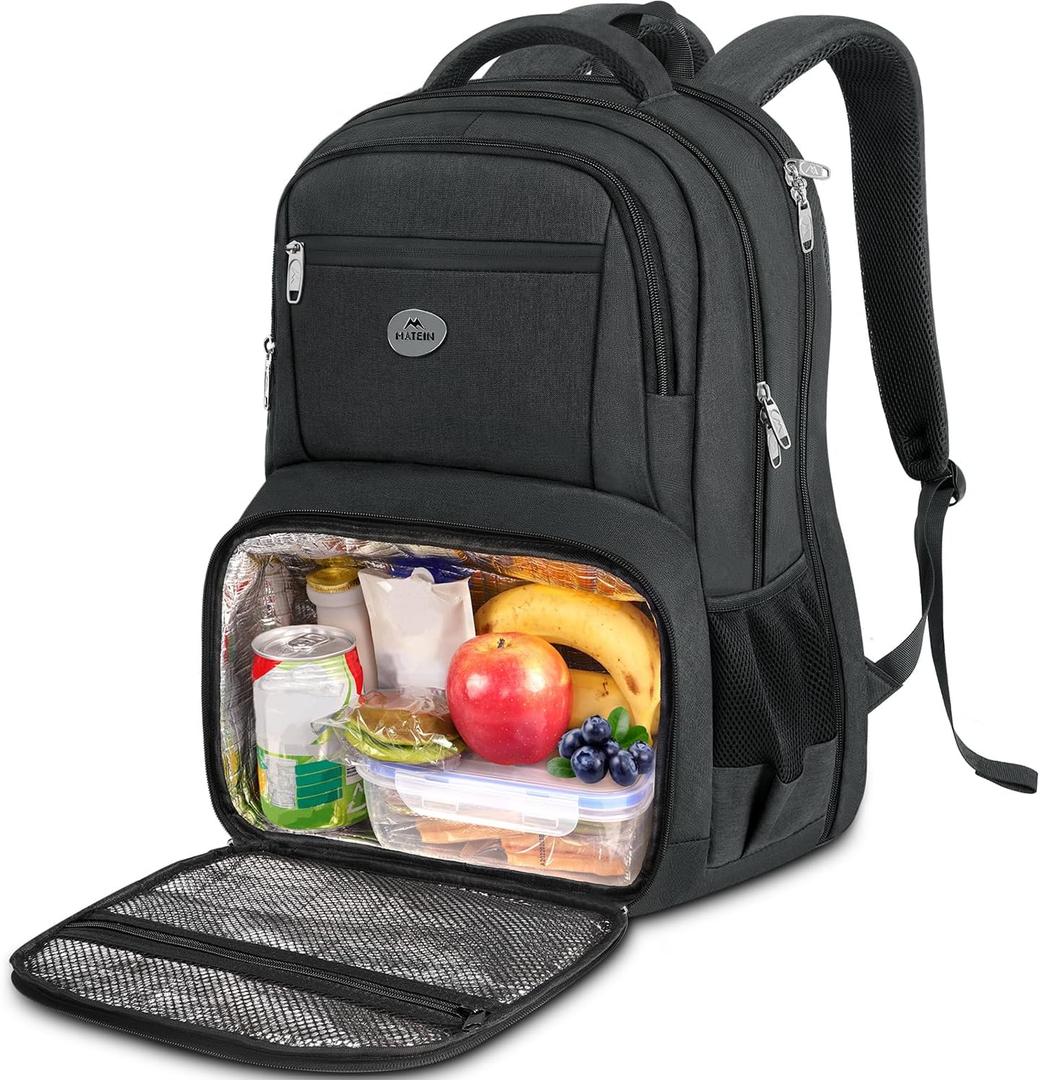 MATEIN Lunch Backpack for Men Work, Sturdy 17 Inch Laptop Backpack with Lunch Compartment, Water Resistant Work Bag with Padded Straps, Anti Theft Computer Back Pack for Office Commute College