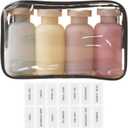 3.4oz Travel Shampoo Bottle with Flip Cap, Leak Proof Plastic Squeeze Bottles, Reusable Empty Travel Shampoo and Conditioner Bottles for Creams, Lotion, Foundation, Conditioner (Garden Series, 4Pcs)