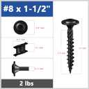 Wensilon (2 lbs)#8 x 1-1/2" Black Lag Screws, Structural Wood Screw, Heavy Duty Construction Screw, Rust Resistant, Washer Head, Black Coated Exterior Wood Screws, Star Drive with Bit