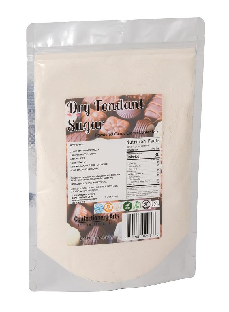 DRY FONDANT SUGAR - Powdered Candy Creme Center Mix, For Candy Making, Cream Centers and Icings, BBD: 12/31/2026