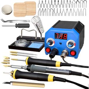 LH55-3-3 Wood Burner kit Wood Burning Tool Pen 200~750, Wood Burning kit with Digital Thermometer Temperature Adjustable Temperature 3 pyrographic Wood Burning pens 37 Wood Burning Pen Tips