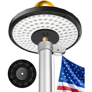 Flag Pole Light Solar Powered, 132 LED Ultra-Bright Flag Light with 2600mAh Rechargeable Battery Waterproof IP65, 3 Brightness Levels, Auto On/Off Dusk to Dawn, Solar-Powered for 15-25 Ft Flagpoles