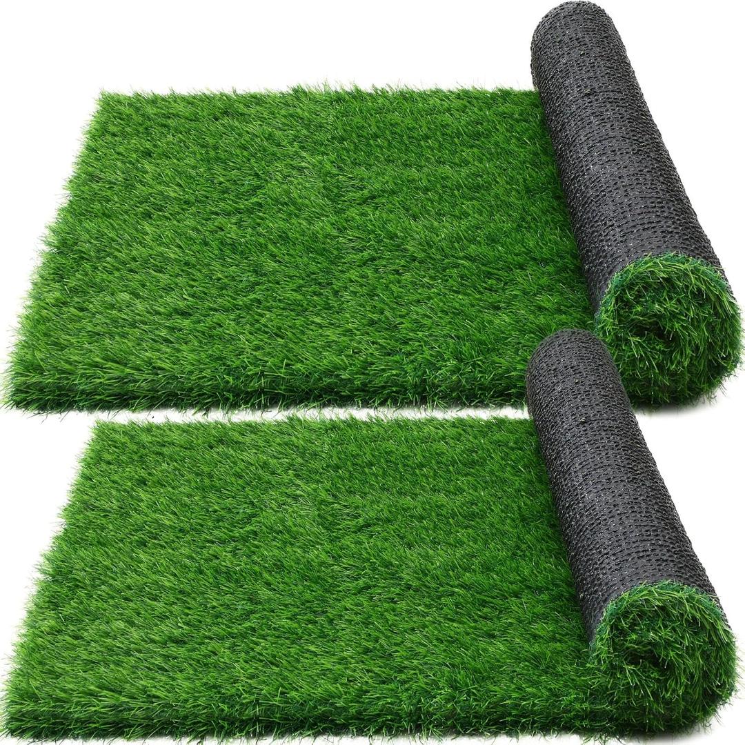 2 Pcs Dog Grass Pee Pads,52 x 26 x 1.57 Inches Grass Rug for Dogs Potty, Large Dog Potty Training Rug with Drainage Holes, Turf Indoor Outdoor Fake Grass Doormat Decor, Easy to Clean