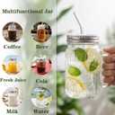 DaYammi Mason Jars with Lids and Straws, 6 Pack 16 Oz Glass Cups for Cold Beverages, Juice, Smoothies, Iced Coffee, Cocktails Leak-Proof Drinking Glasses with Sealed & Straw Lids, Clear