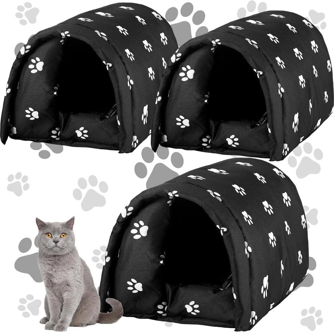 3 Pcs 16.5" x 12"x 11" Cat House for Outdoor Waterproof Insulated Feral Stray Cat House Foldable Tent Shelter Pet Beds for Winter Outdoor Puppy Wild Animal