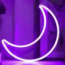 LED Purple Moon Neon Light, Cute Neon Moon Sign, Halloween Room Decor - Battery or USB Powered 5V Art LED Decorative Night Lights for Home, Bedroom, Office, Dorm, Party