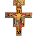 BC Catholic San Damiano Crucifix Wall Cross, Jesus Christ Home Decor, Religious gift, Wood Carve Looking, Handmade Renaissance sculpture by Build classic