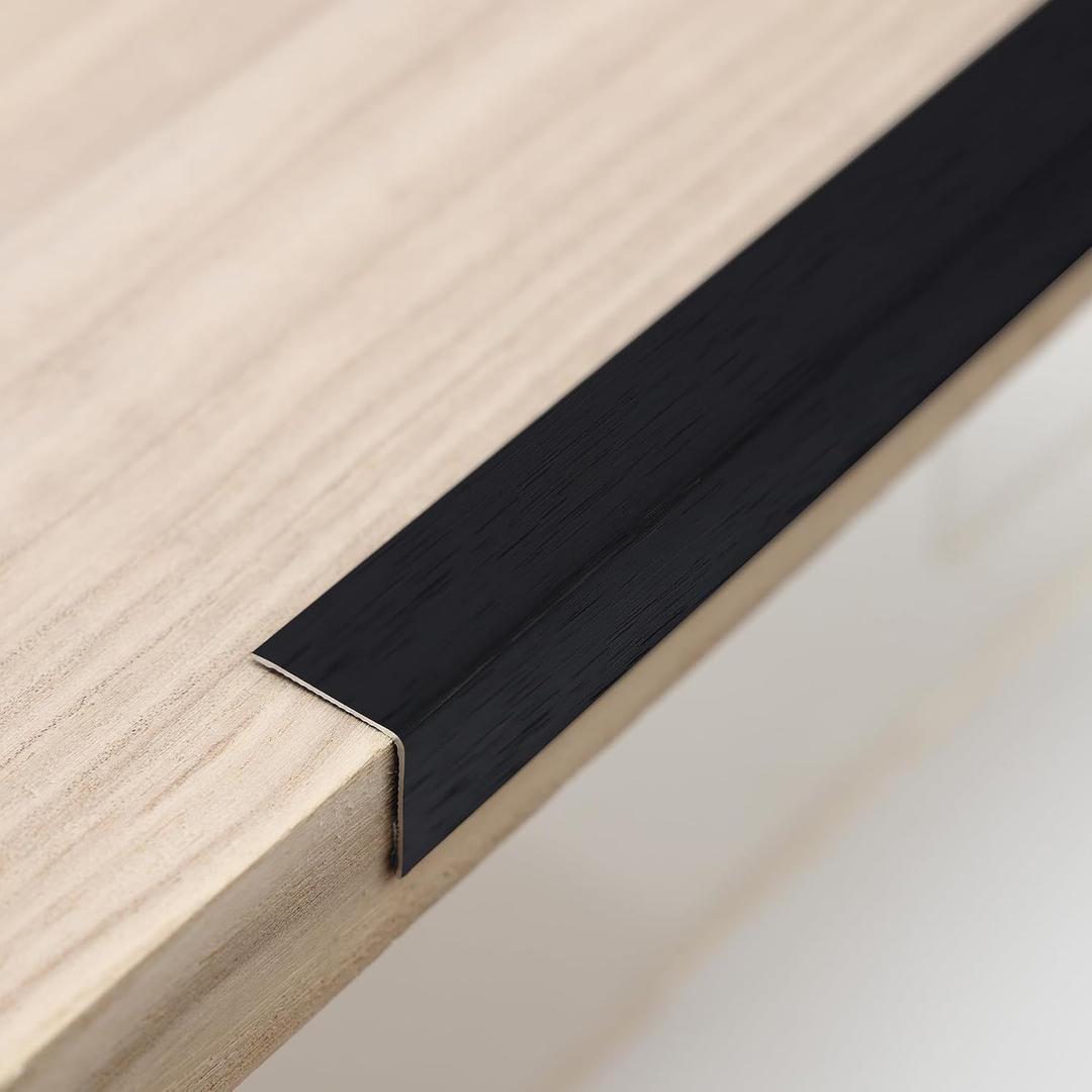 Trimold Brushed Black Aluminum Peel and Stick L Molding Corner Guards with 90° Angle for Wall Door Frame Cabinet Baseboard Protection and Decoration, 51.2in x 0.8in (3Pcs)