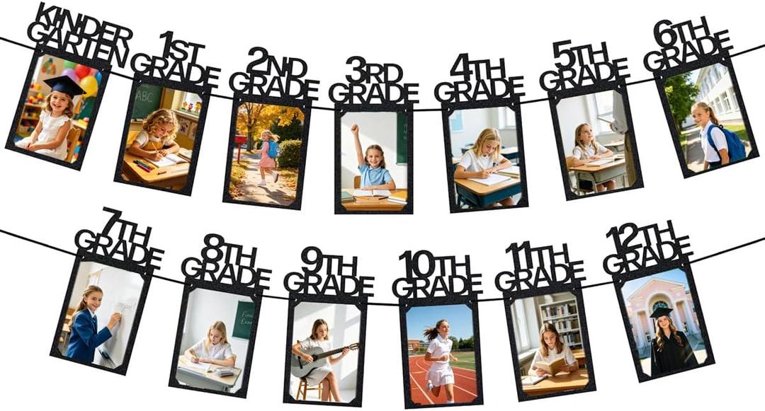 2 x Graduation Photo Banner Including Kindergarten to 12th Grade Graduation Picture Banner for Middle/Junior, High/Senior College Graduation Decorations 2026 Grad Party Decorations 2026