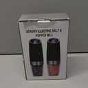 Gravity Electric Salt and Pepper Grinder set of 2, Automatic Salt And Pepper Grinder Set, Adjustable Roughness, Battery Powered, LED Light, 2 Pack, (Black)