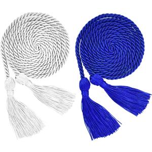 JayRui 2 Pcs Graduation Cord Honor Cords Bachelor Gown Cords Master Doctoral Graduation Cords with Tassle Durable Stylish Versatile for College High School Preschool Graduates (White+Blue)