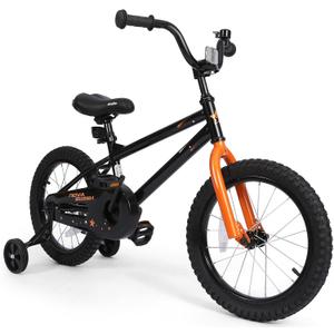 Kids Bike with Training Wheels, BMX Bicycle with Pedals for 2-4 Year Old Boys Girls, Birthday Gift (Black), Size: 14"