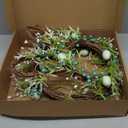 DN DECONATION Easter Bunny Spring Wreath with Egg, Twig and Berries Green Rabbit Easter Wreath for Front Door Decorations Home Farmhouse Outdoor Indoor Wall Mantel Window (1Pcs)