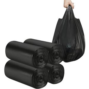 2-4 Gallon Portable Trash Bags,120 Counts Thicken portable Small Garbage Bags for Office, Kitchen,Bedroom Trash Can,Strong Trash BagsBlack