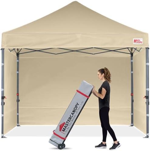 MASTERCANOPY Heavy Duty Pop-up Canopy Tent with Sidewalls (10x10,Beige)