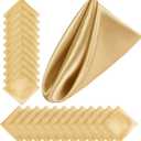 Aneco 24 Pieces Satin Napkin Square 20 x 20 Inches Dinner Napkins Weddings Party Napkin Soft Table Napkins for Romantic Weddings Party Dinner Decoration (Gold)