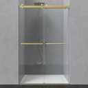 ENSO SENKA 44-48” W x 76” H Dual Sliding Frameless Bathroom Shower Door, 5/16" (8mm) Easy-to-Clean Treated Clear Tempered SGCC Glass, Brushed Gold