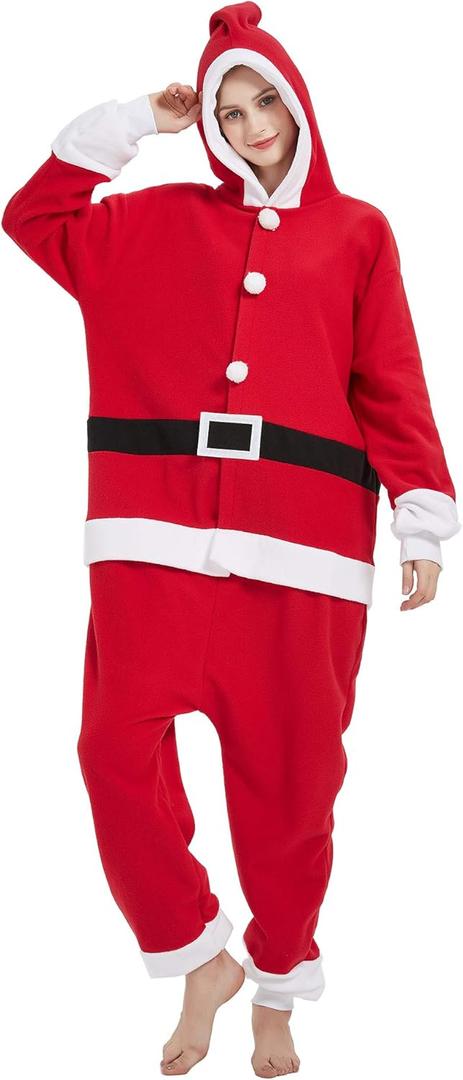 III HHONS Onesie Adult Costume Animal Pajamas Halloween Cosplay Sleepwear for Women/Men (Small, Santa Claus)