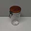 Clear Borosilicate Glass Storage Jar with Airtight Bamboo Lid & Locking Clamp, 40oz / 1200ml Kitchen Canister for Coffee Beans, Loose Tea, Sugar, Flour, Nuts, Thickened Sealed Container