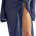Women's Swimsuits Cover Ups Set for Crochet Bathing Suit Hollow Out 2 Piece Bikini Coverup Beach Swimwear (Medium, Navy-1)