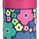 THERMOS FUNTAINER Water Bottle with Straw - 12 Ounce - Kids Stainless Steel Vacuum Insulated Water Bottle with Lid, Mod Flowers (12 Ounces)