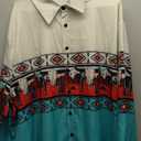 Men's Tribal Graphic Prints Vintage Shirt Western Shirt Cowboy Shirt Long Sleeve Fashion Streetwear Designer Outdoor Daily Fall & Winter Turndown Print Button-Down Blue Size 2XL