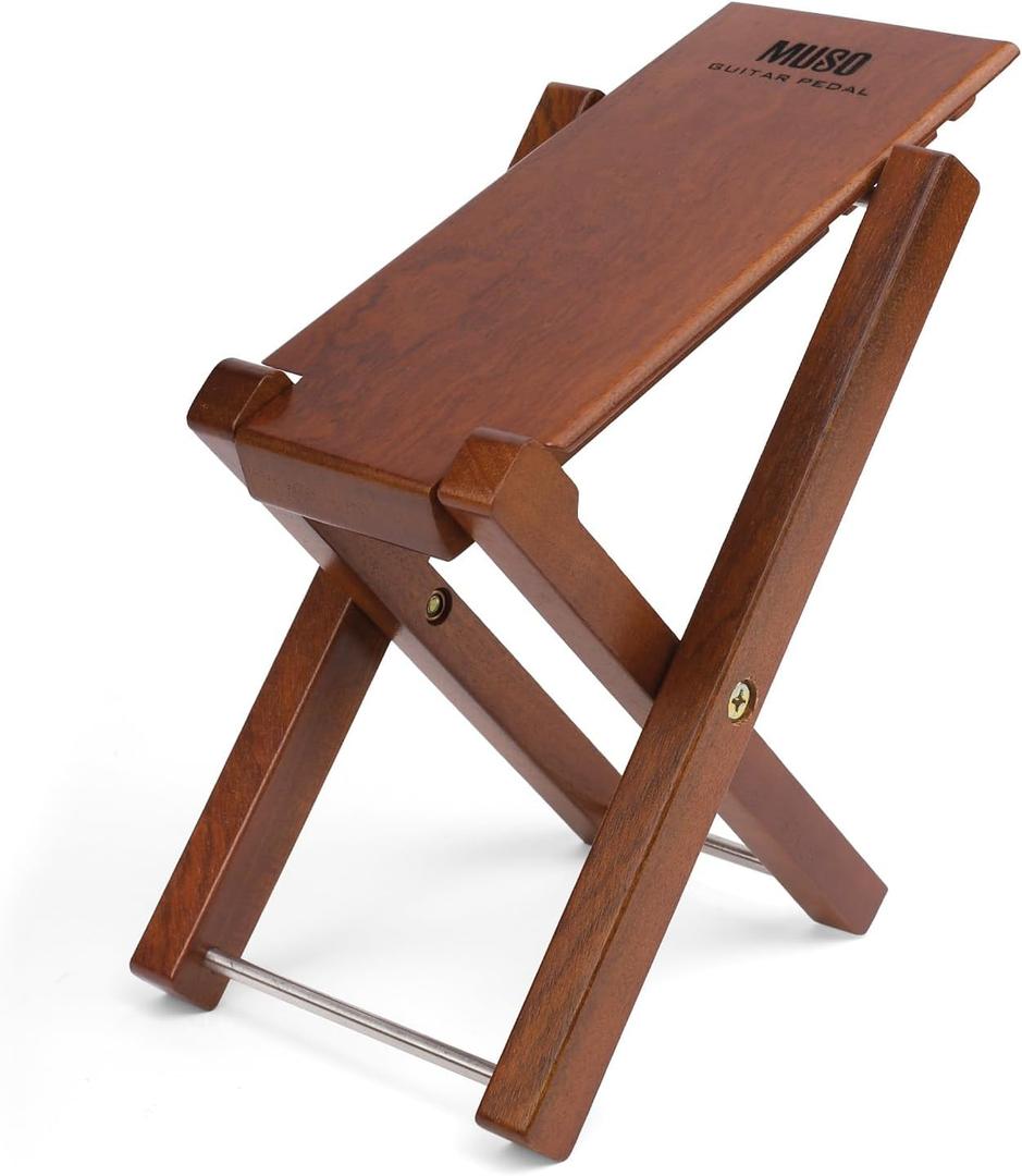 Guitar Stool Foot Rest, Adjustable Foot Stool Folded Wooden Guitar Pedal,Pedicure Foot Stool Footrest 4 Level (Rosewood)