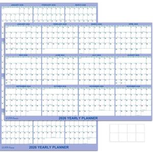 9 x 24" x 36" 2026 Wall Calendar, Folded Wet & Dry Erase Wall Calendar 12 Month, Yearly Laminated Wall Calendars, Reversible Annual Planner, Horizontal/Vertical, with Julian Dates