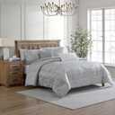 Tahari Home - King Size Comforter, 5-Piece Jacquard Bedding Set with Matching Shams & Decorative Pillows (Lauren Collection, Grey)