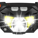 LHKNL Headlamp Flashlight, Lumen Ultra-Light Bright LED Rechargeable Headlight with White Red Light, 1-Pack Waterproof Motion Sensor Head Lamp,8 Modes for Outdoor Camping Running Hiking Fishing (Black)