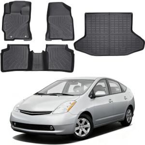 Floor Mats & Cargo Liner Compatible with Toyota Prius 2004-2009,All Weather Protection TPE, Anti-Slip Floor Mats & Trunk Mat Compatible with Prius 2004 2005 2006 2007 2008 2009 Accessories