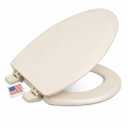 Centoco Heavy-Duty Elongated Toilet Seat, Wood Core with Scratch-Resistant Plastic Finish, Won't Crack or Fade, Residential, Made in the USA, DSAMAZ9-416, Biscuit