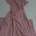 Mojessy Women Bodycon Maxi Dress Sexy Mock Neck Lace Up Bandage Ruched Short Sleeve Long Dress Cocktail Dress (Small, Pink)
