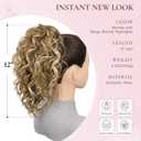 12 Inch Blonde Ponytail Extension - Curly Pony Tails Hair Extensions, Claw Clip Ponytail Extension, Synthetic Clip in Ponytail Hair Extensions (Color: Dark Blonde with Beige Blonde Highlights)
