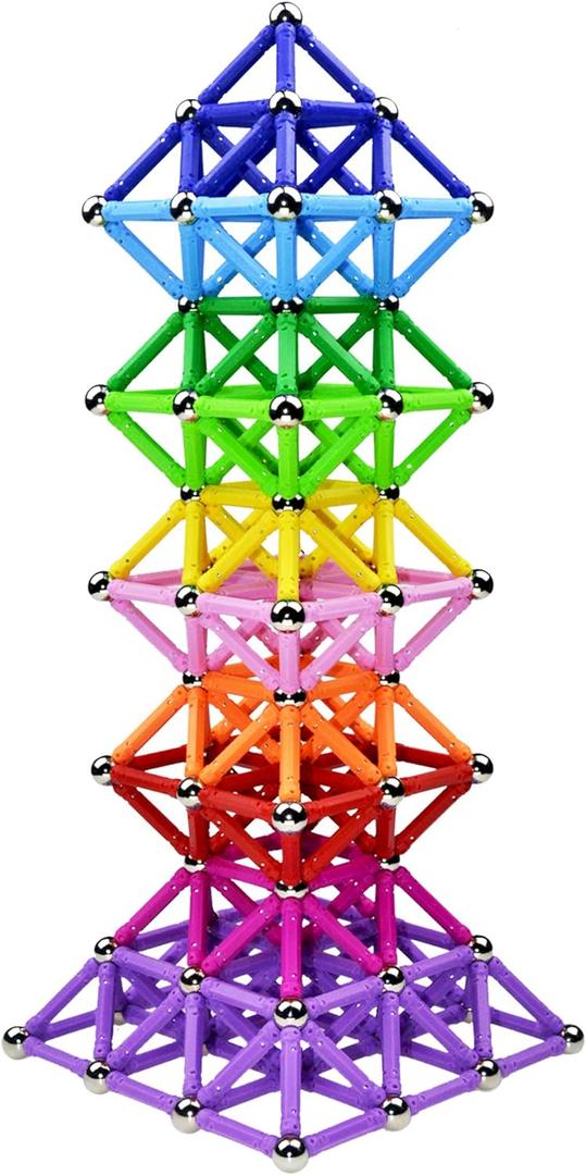 150Pcs Magnetic Building Sticks Blocks Toys, 2.3" Length Magnet Educational Toys Set for Kids and Adult, STEM Building Toy 3D Non-Magnetic Balls with Storage Bag