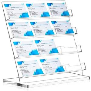 Dunzoom Business Card Holder for Desk 12 Slots Freestanding Acrylic Business Card Holder Display Stand Multiple Organizer for Office Meeting Exhibition Home