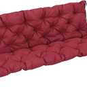 Outsunny 59" x 38" Tufted Bench Cushion for Outdoor Furniture, 3-Seater Replacement for Swing Chair, Patio Sofa/Couch, Overstuffed, Includes Backrest, Wine Red