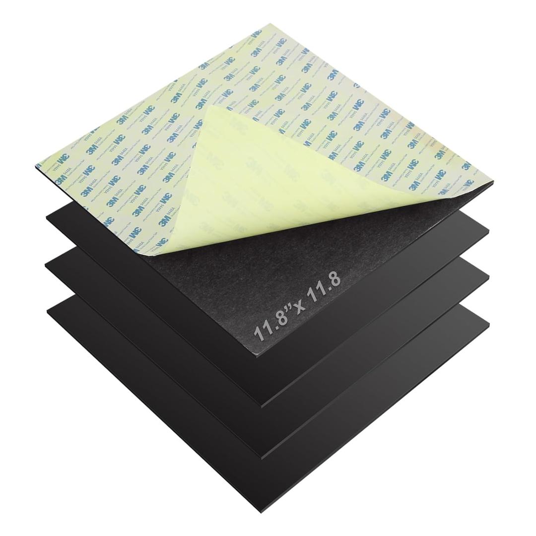 CYEAH 4 Pcs Neoprene Rubber Pads, 12 x 12 x 1/16 in Thick Self Adhesive Solid Rubber Sheets, Self Adhesive Rubbers Pads for Supports, Leveling, Sealing, Bumpers, Protection